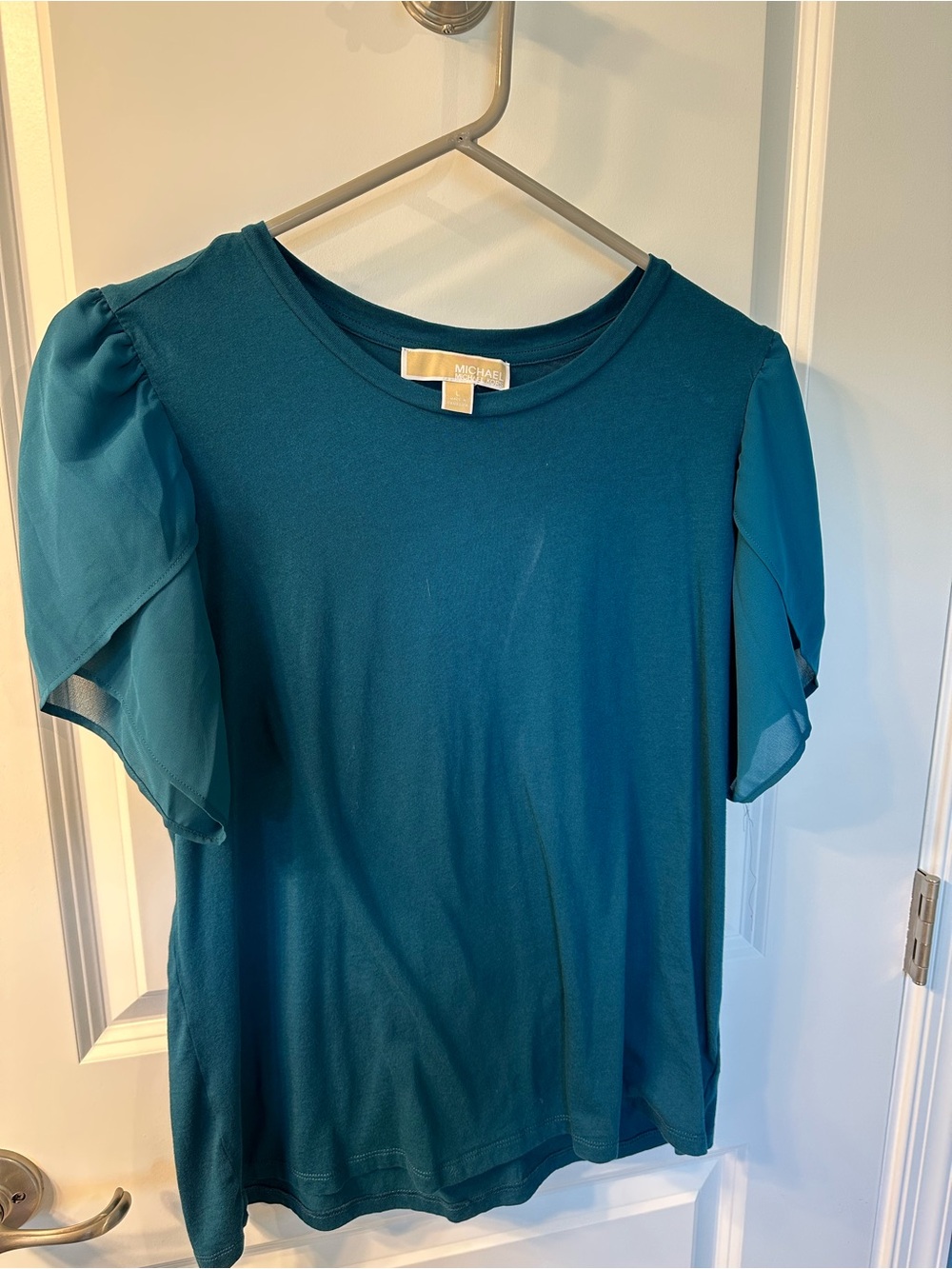 MICHAEL Michael Kors Teal Short-Sleeve Puff Sleeve Top